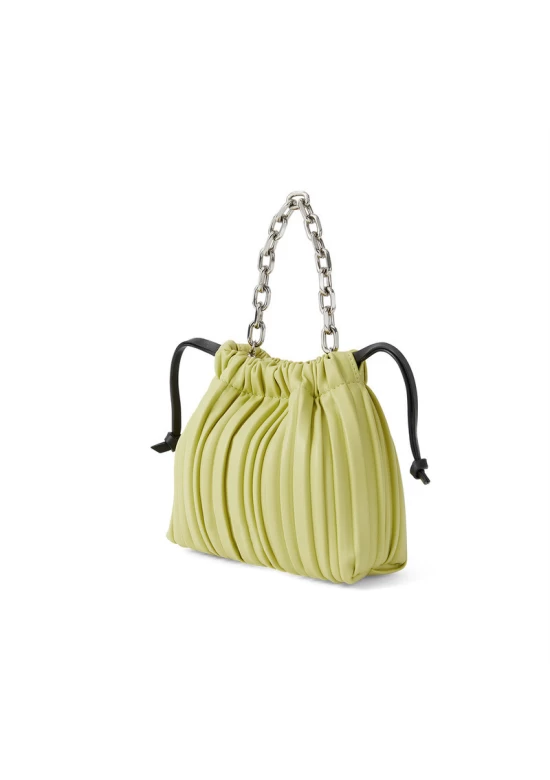 Charles Keith Pleated Covered Shoulder Bucket Bag Yellow